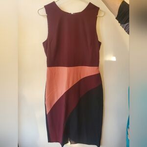 Ann Taylor burgundy and peach dress size 6